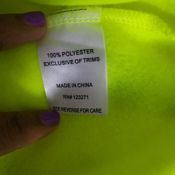 Stella Viva Highlighter Neon Yellow Pullover Hoodie Sweater size M - Picture 8 of 10